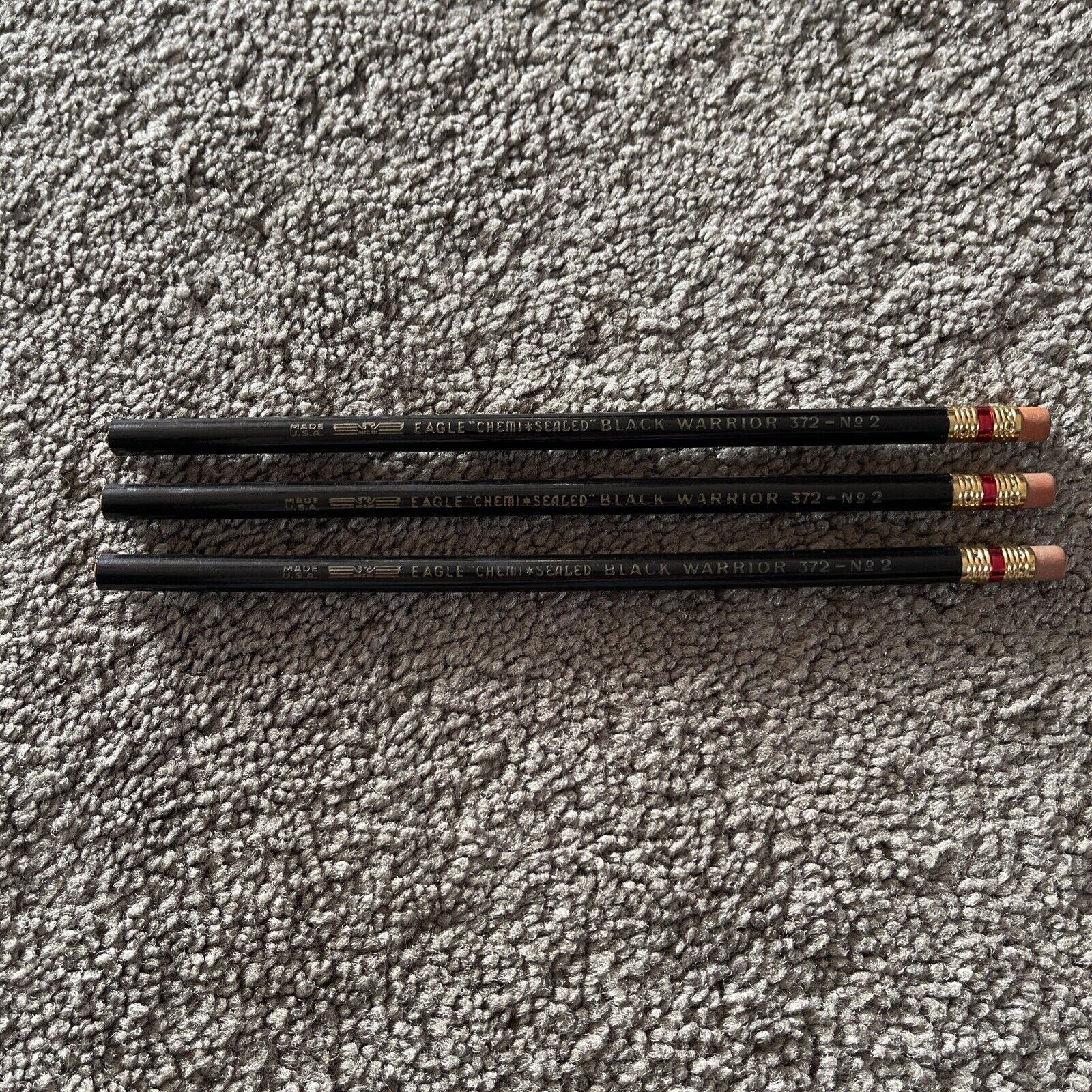 Vintage Eagle Black Warrior Pencil Lot Of 3 Unused Chemi Sealed USA 372-No 2