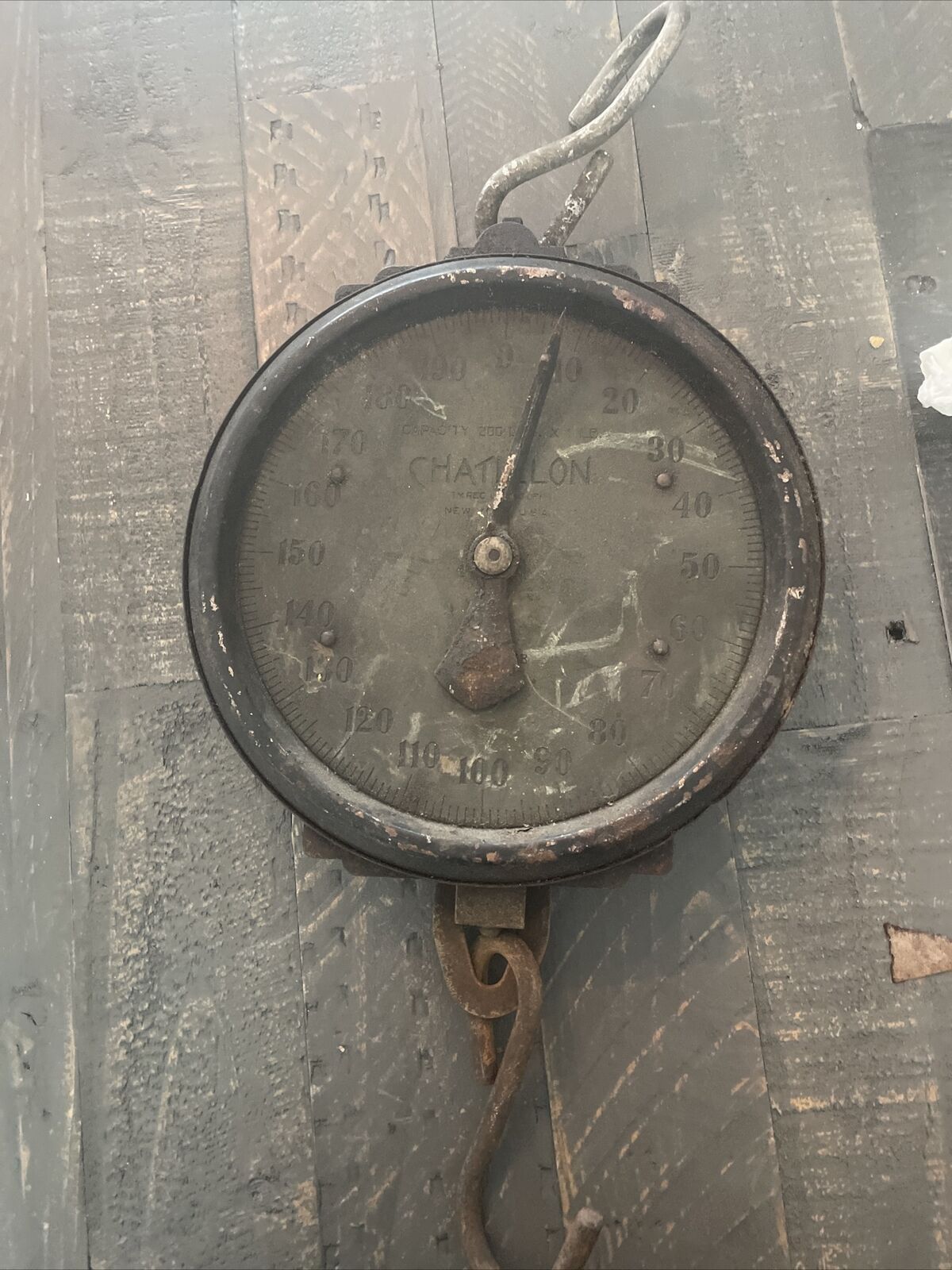 Vintage 1900s 600lb John Chatillon & Sons Brass Clock Face COTTON SCALE dc7