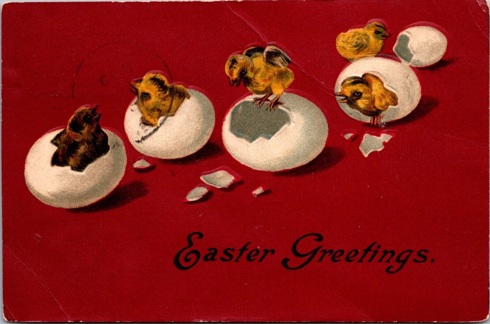 Easter Postcard Chicks Breaking Out of Eggs~3251