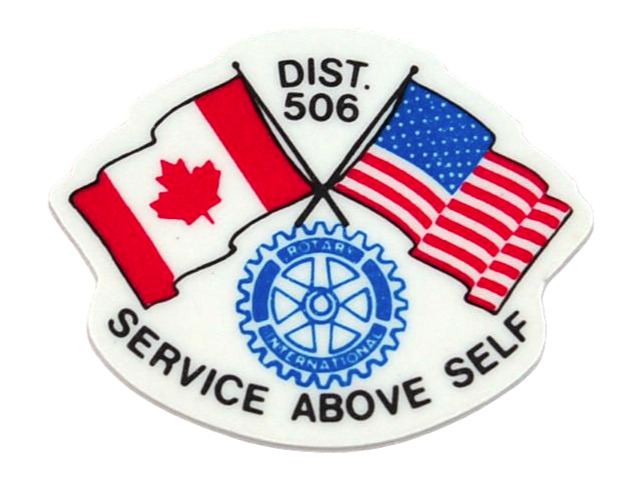 Rotary International Dist 506 USA Canada Service Above Self Plastic Lapel Pin  