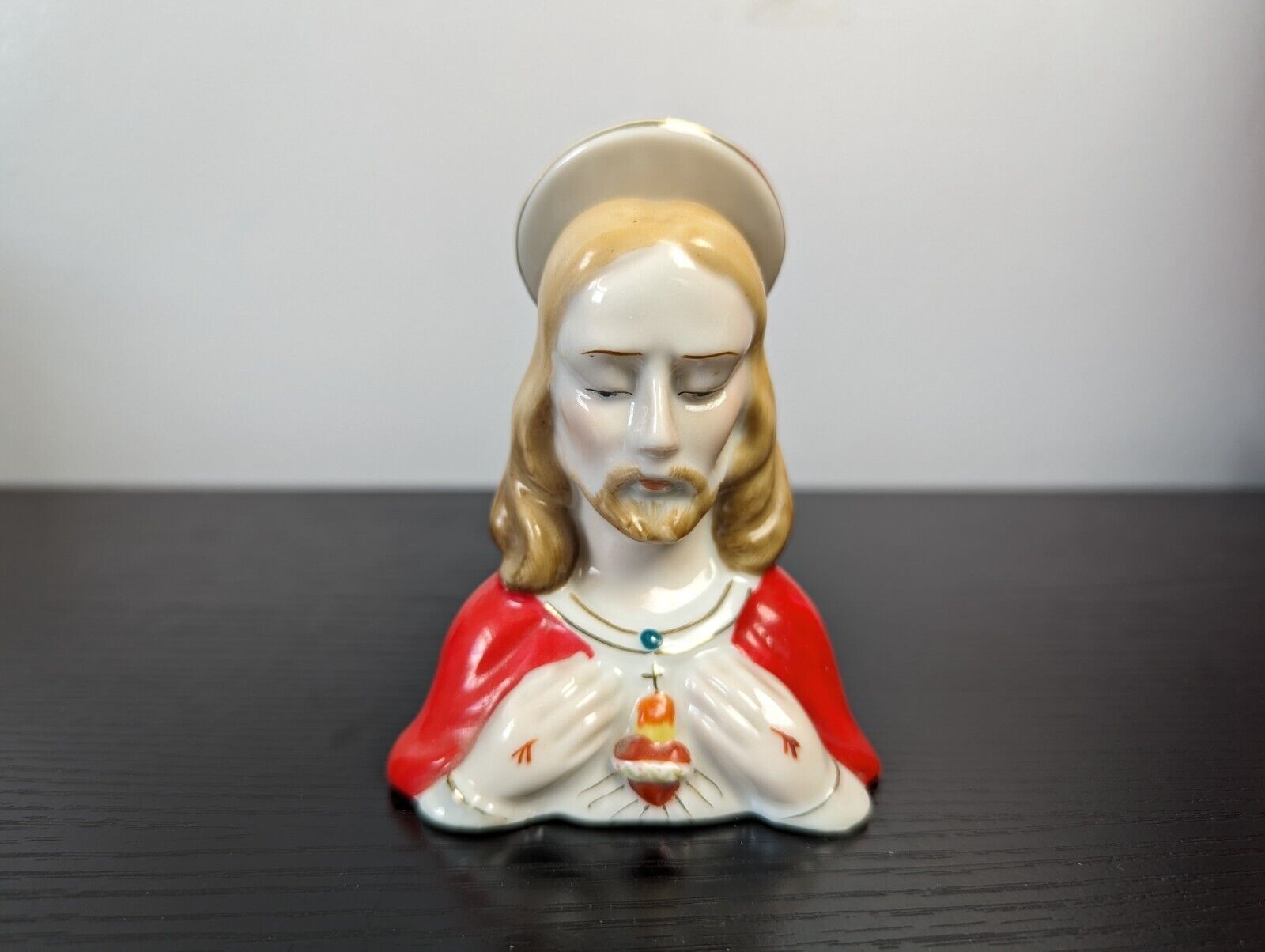 Jesus Christ Sacred Heart Of Jesus Porcelain Figurine ART Japan