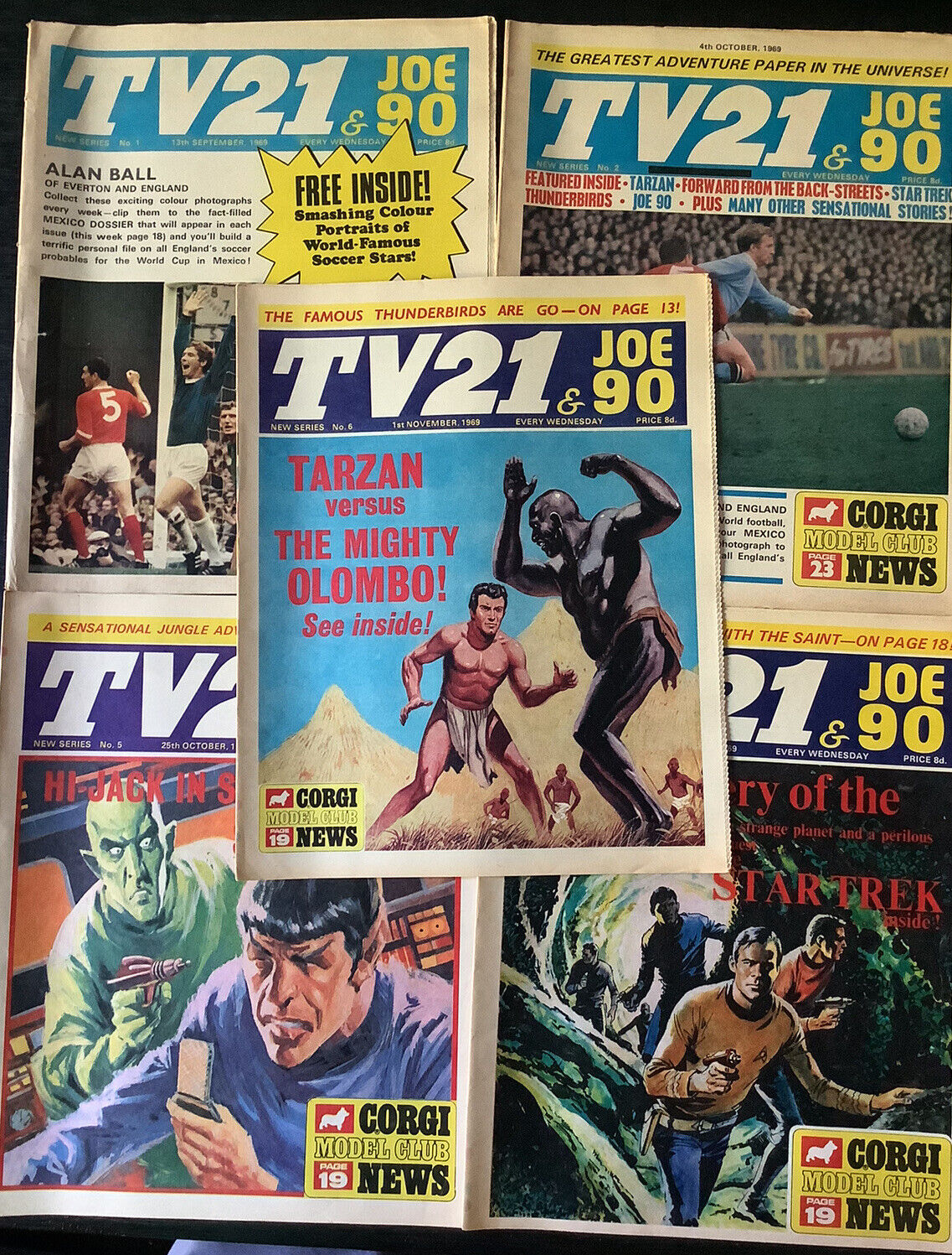 TV21 & Joe 90 #1 #2 #4 #5 #6 UK 1969 Comic Magazines