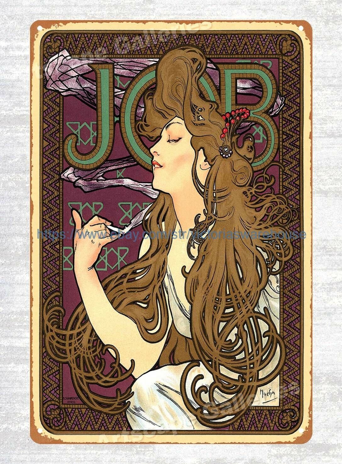 1890s Art Nouveau Job Rolling Paper Alphonse Mucha tobacco paper Advertising tin