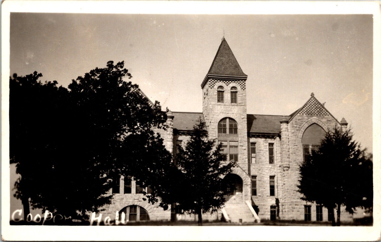 RPPC Sterling KS Cooper Hall Sterling College 1938 Real Photo Postcard B7