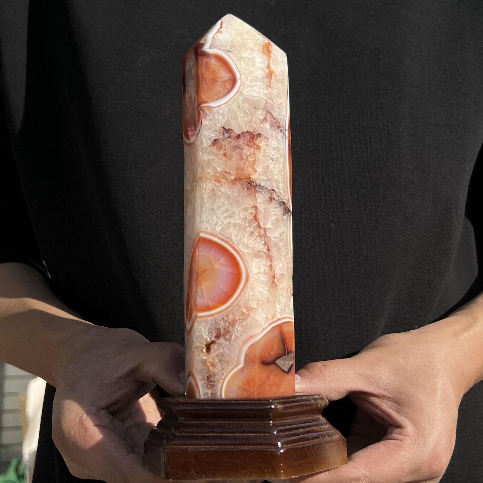 1440g Natural Red Agate Quartz Tower Point Obelisk Chalcedony Crystal Healing
