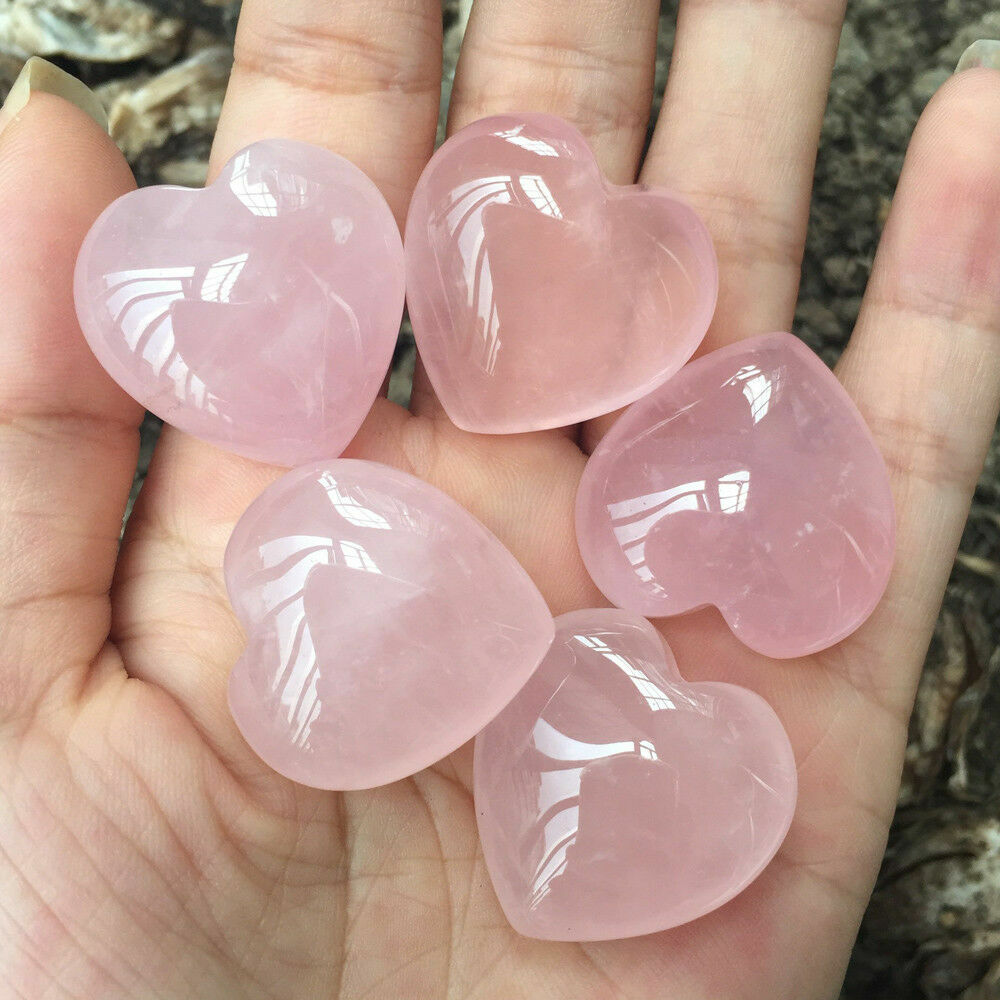 EPIC GEMS- Natural Rose Quartz Heart - Pink Crystal Carved Love Gemstone