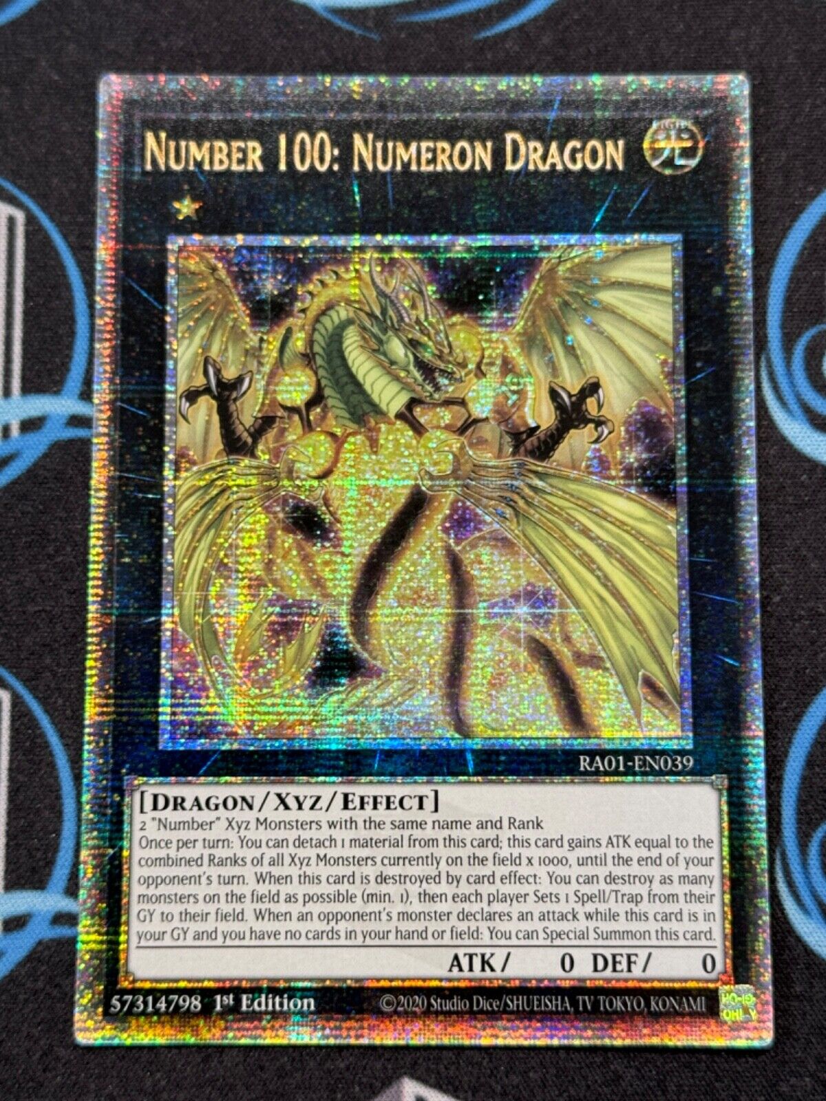 Yugioh Number 100: Numeron Dragon RA01-EN039 Quarter Century Rare 1st Edition