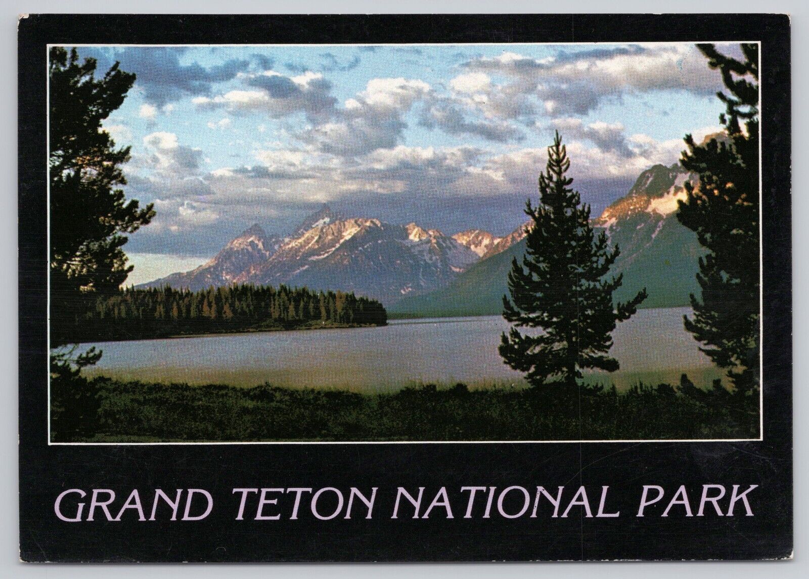 Grand Teton National Park Wyoming, Mountain Tableau Scenic View Vintage Postcard