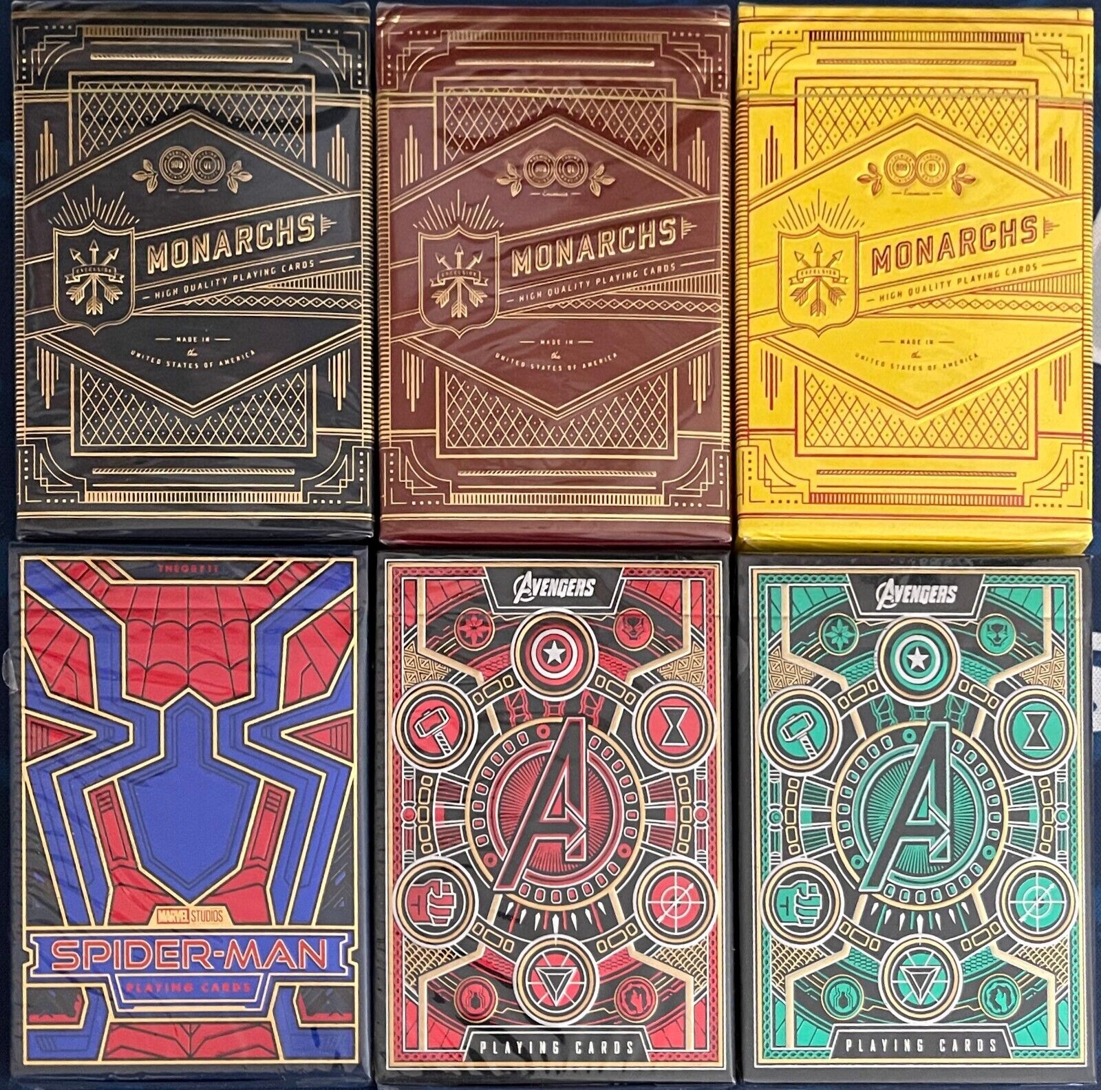 Monarchs & Marvel Cards by Theory11 - 6 decks - Avengers, Spiderman, Monarchs