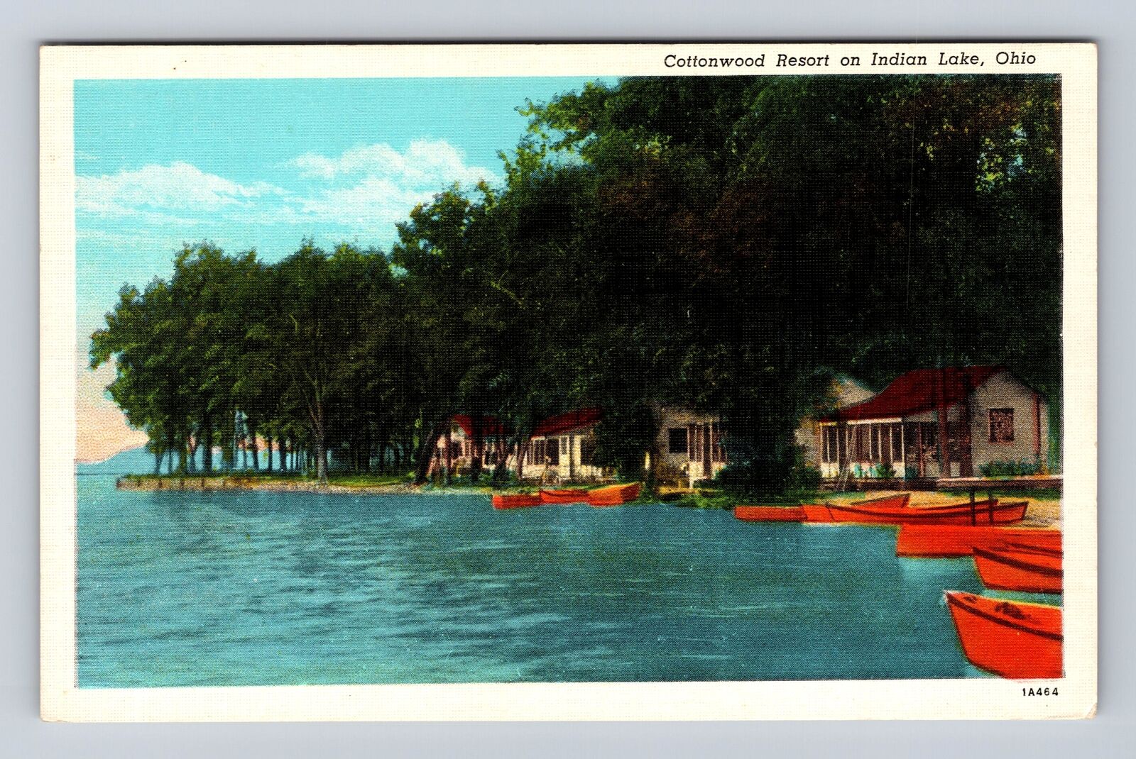 Indian Lake OH-Ohio, Cottonwood Resort, Scenic View, Antique Vintage Postcard