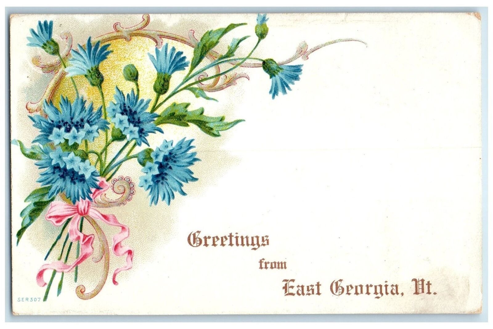 1907 Greetings From East Georgia Flowers Bouquet Vermont Correspondence Postcard