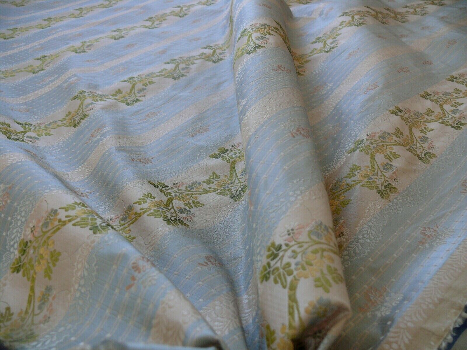 SOLD OUT SCALAMANDRE OLD WORLD WEAVERS 100%SILK LISERE ROMANO BLUE BEIGE RT$944