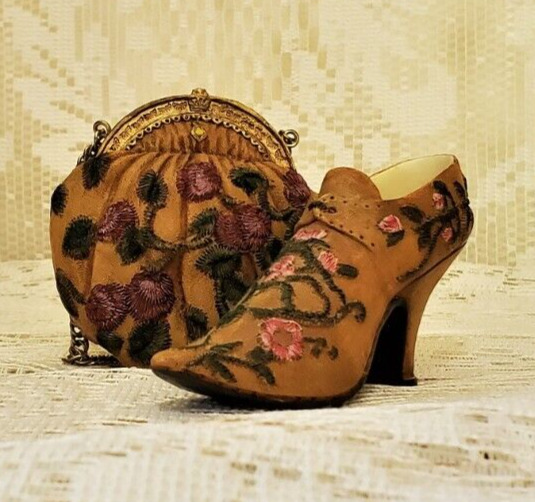 Miniature Shoe and Handbag Purse Figurine Collectibles Vintage Victorian