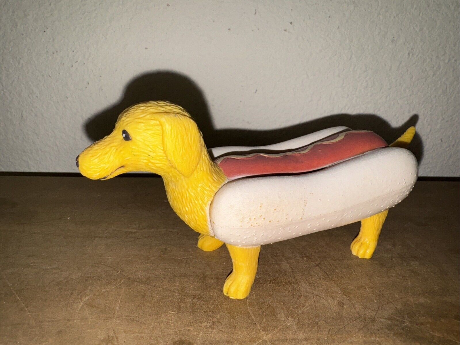 Dachshund Hot Dog With Mustard Yellow Figurine Ankyo Toys Hard Plastic 6”