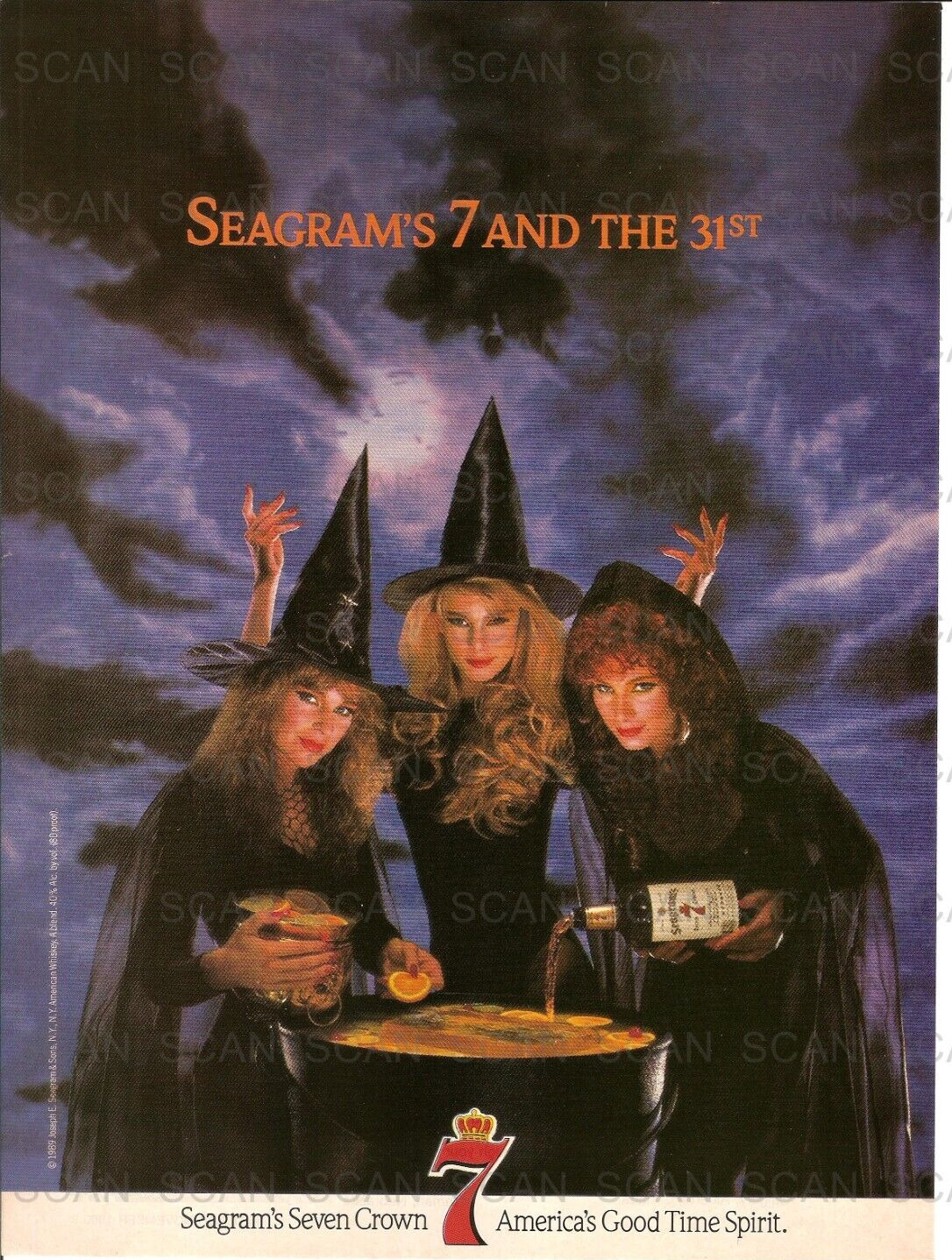 1990 Seagram\'s Seven Vintage Magazine Ad  Seagram\'s Seven and The 31st Halloween