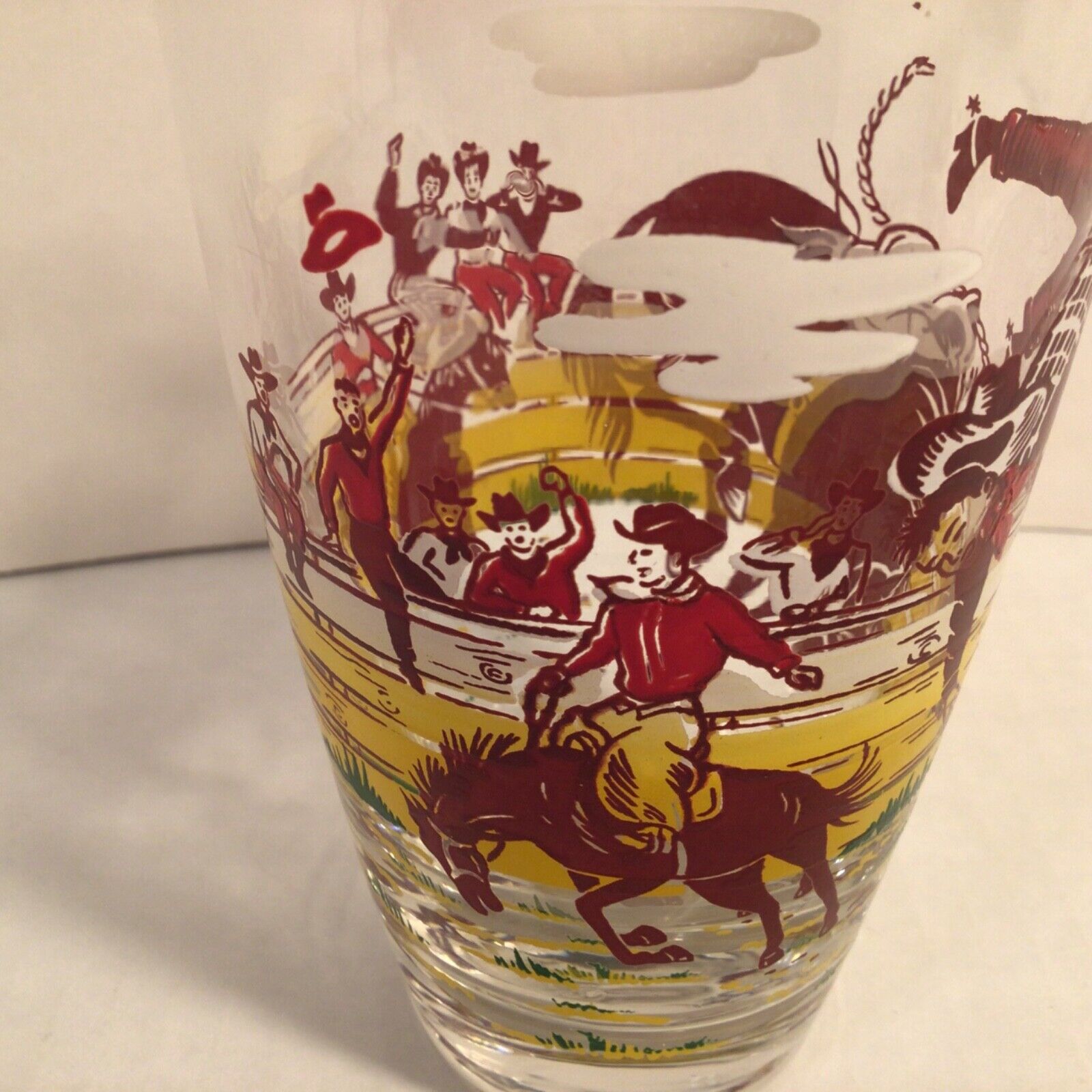 Vintage Libby American West Rodeo Cowboy Western Roundup Ranch Drinking Glass