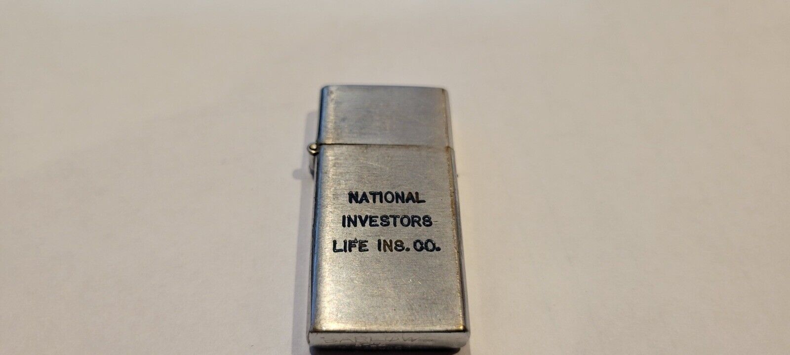 Vintage Barlow B-15 Lighter Advertising National Investors Life Ins  new flint