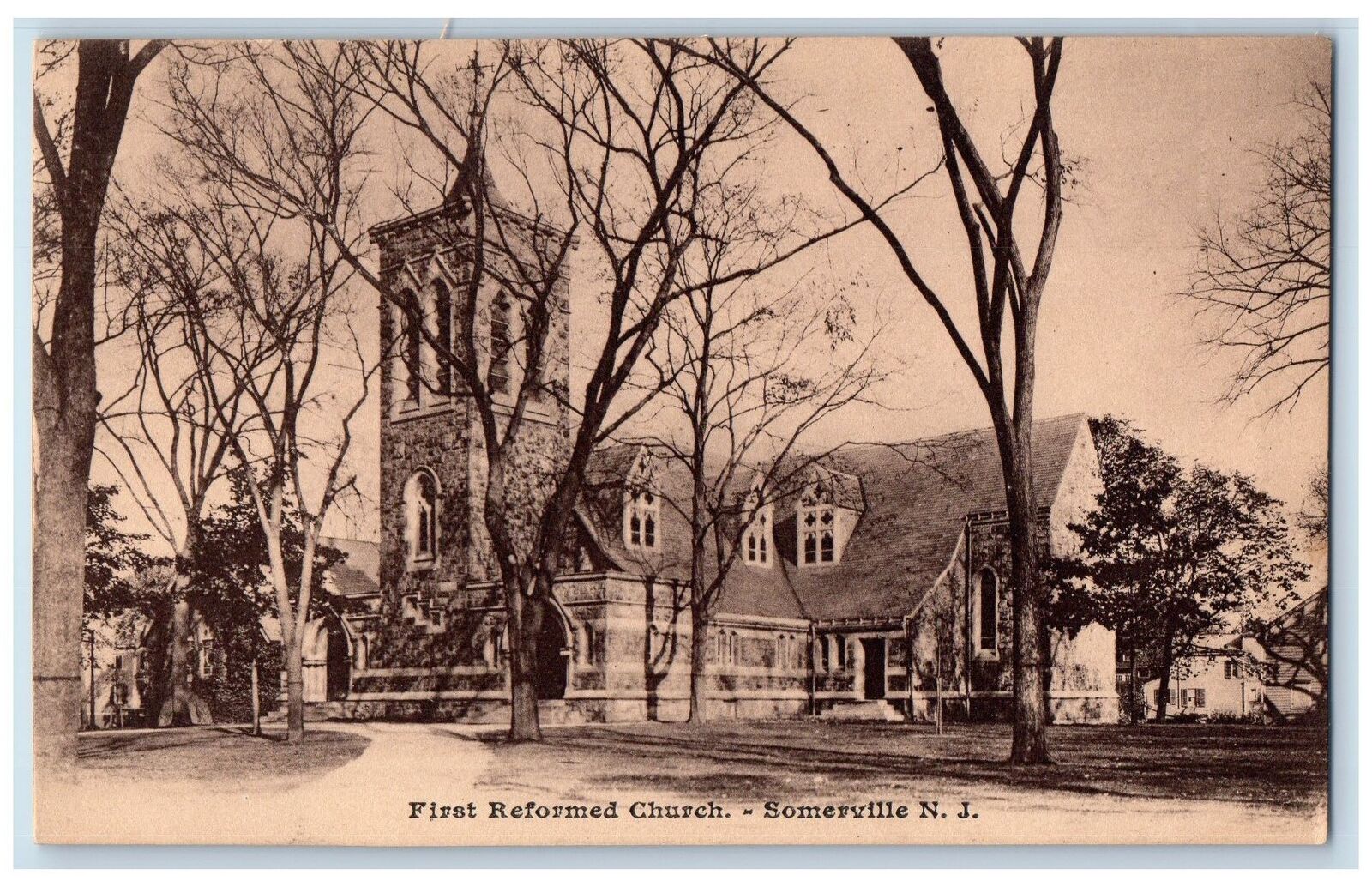 c1940s First Reformed Church Exterior Somerville New Jersey NJ Unposted Postcard
