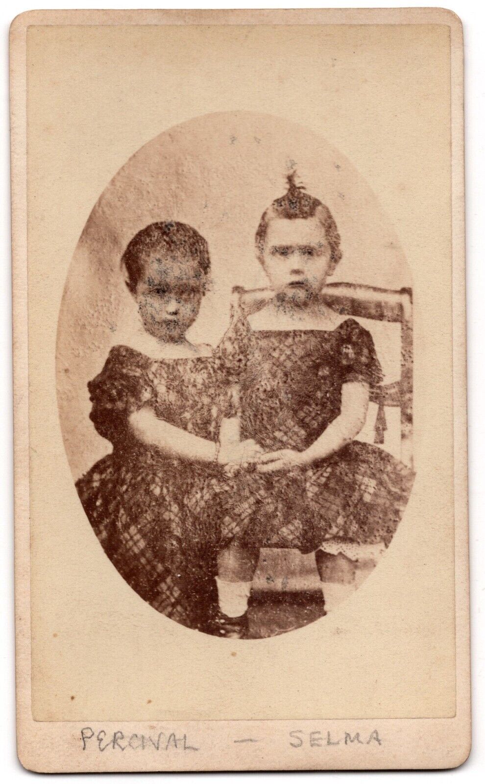 ANTIQUE CDV CIRCA 1880s ALLEN & ROWELL CUTE GIRLS SPOOKY BOSTON MASSACHUSETTS