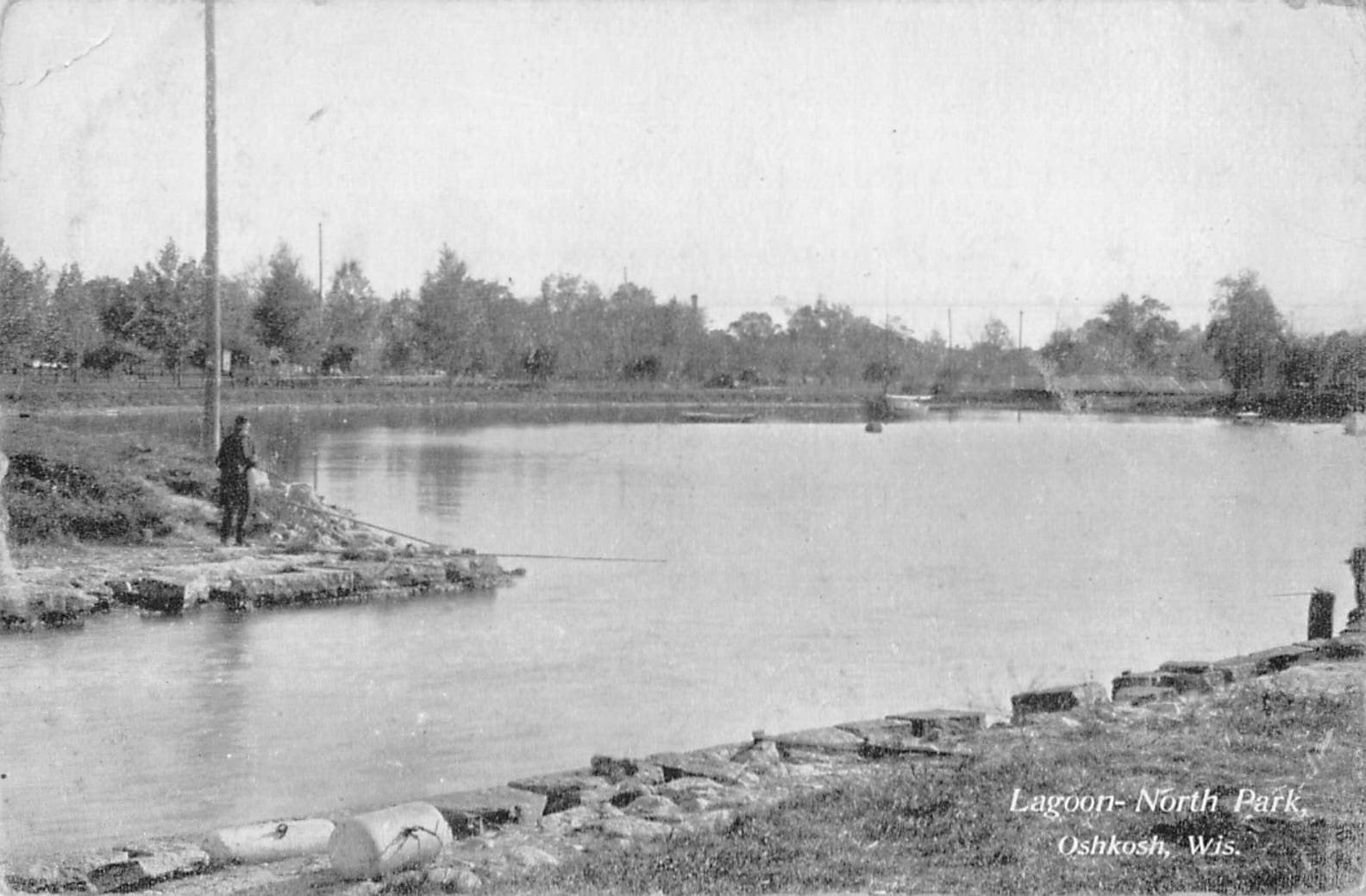 1910 Postcard of the Lagoon, North Park, Oshkosh, Wisconsin