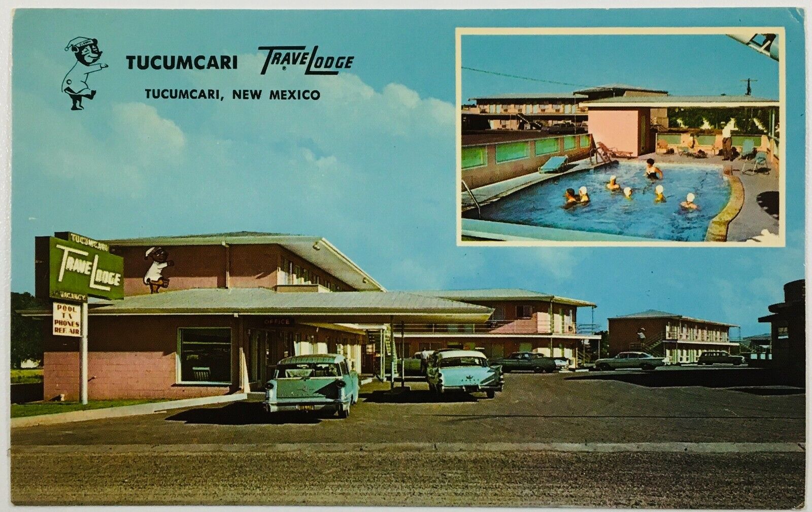 Tucumcari TraveLodge Postcard NM Vintage Cars