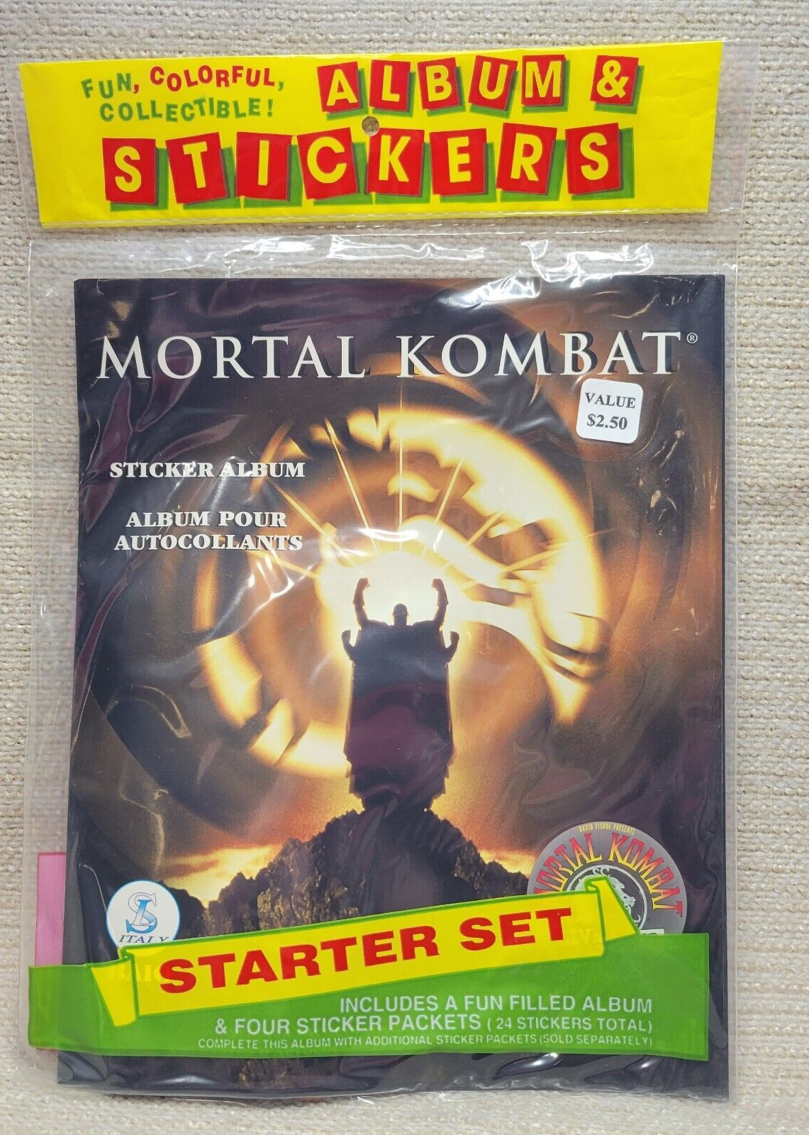 New 1995 Mortal Kombat Sticker Album w/4 Packs BAIO 230881G