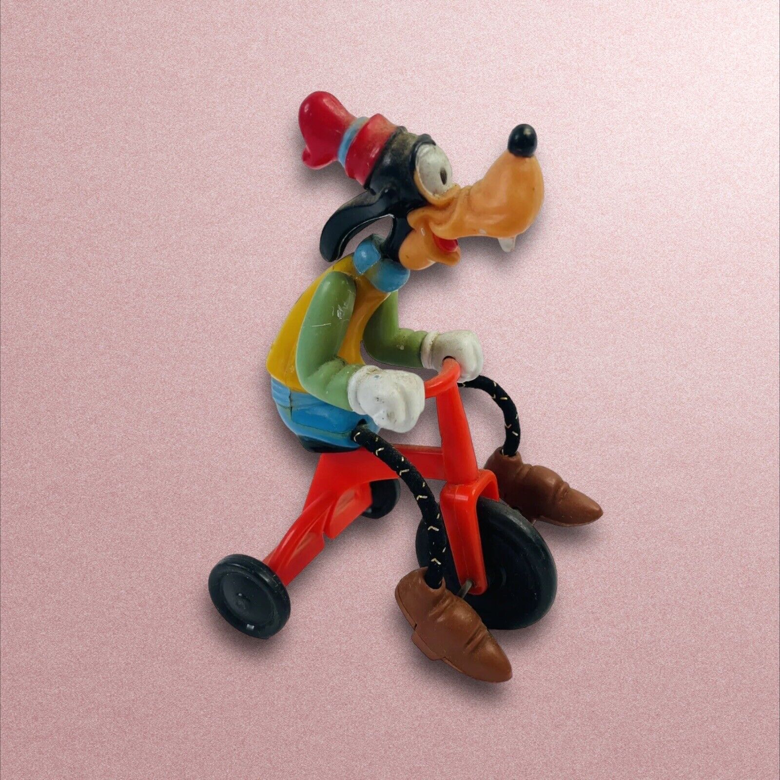 Vintage Walt Disney Productions 1977 Pedaling Goofy On Trike Plastic Toy