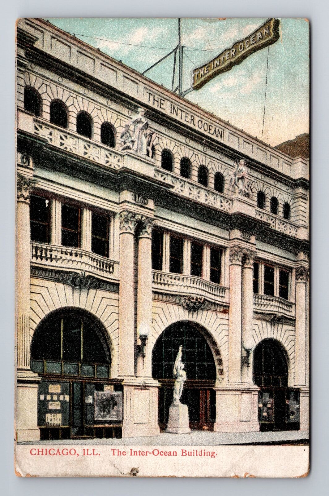 Chicago IL-Illinois, The Inter Ocean Building, Antique, Vintage c1908 Postcard