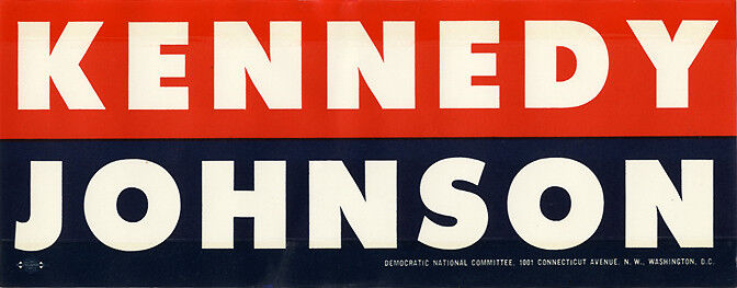 Official 1960 John KENNEDY Lyndon JOHNSON Auto Window Sticker (3925)