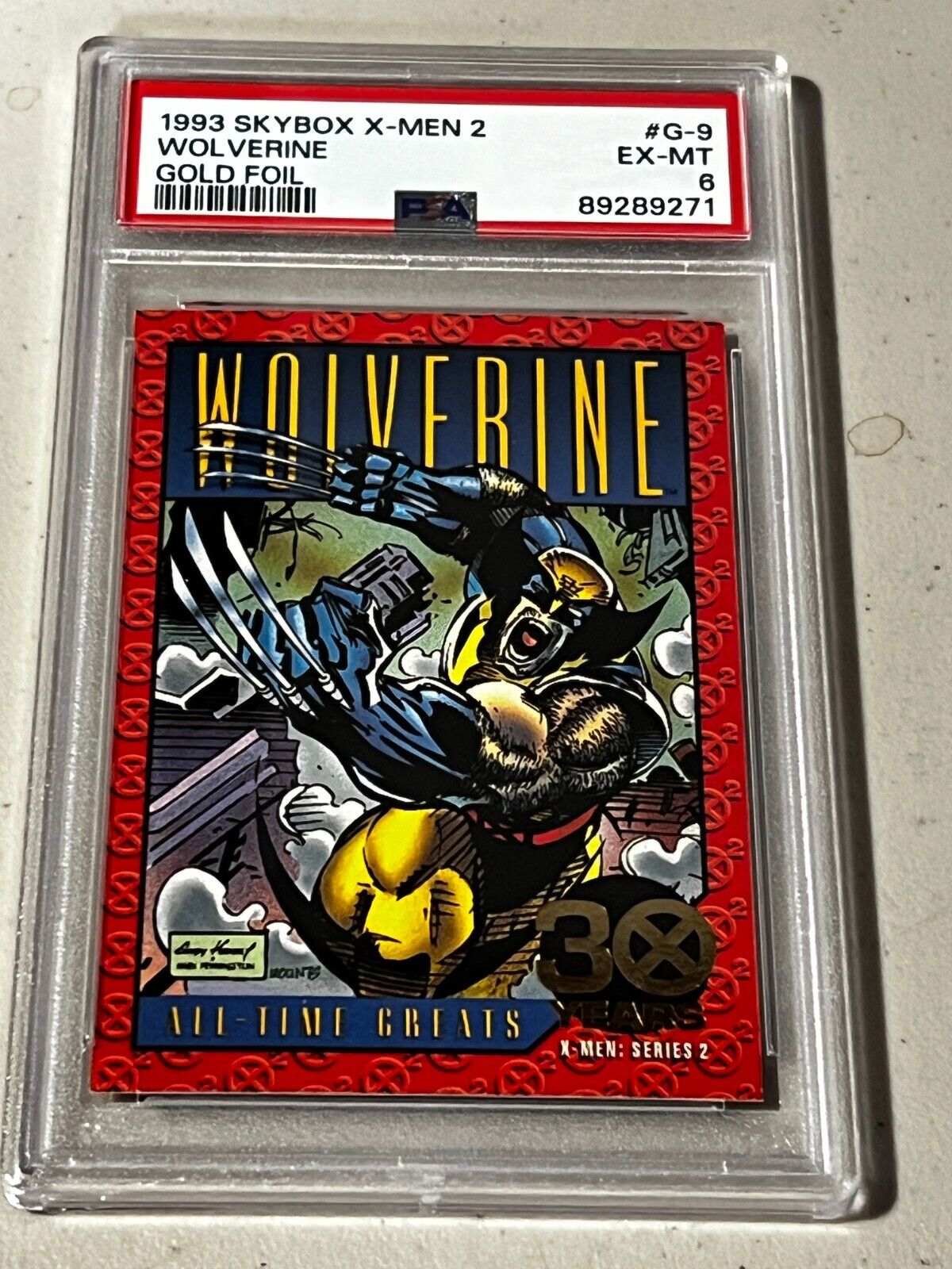 Wolverine 1993 Skybox X-Men Series 2 30 Years Gold Foil Marvel #G-9 PSA 6 EX-MT