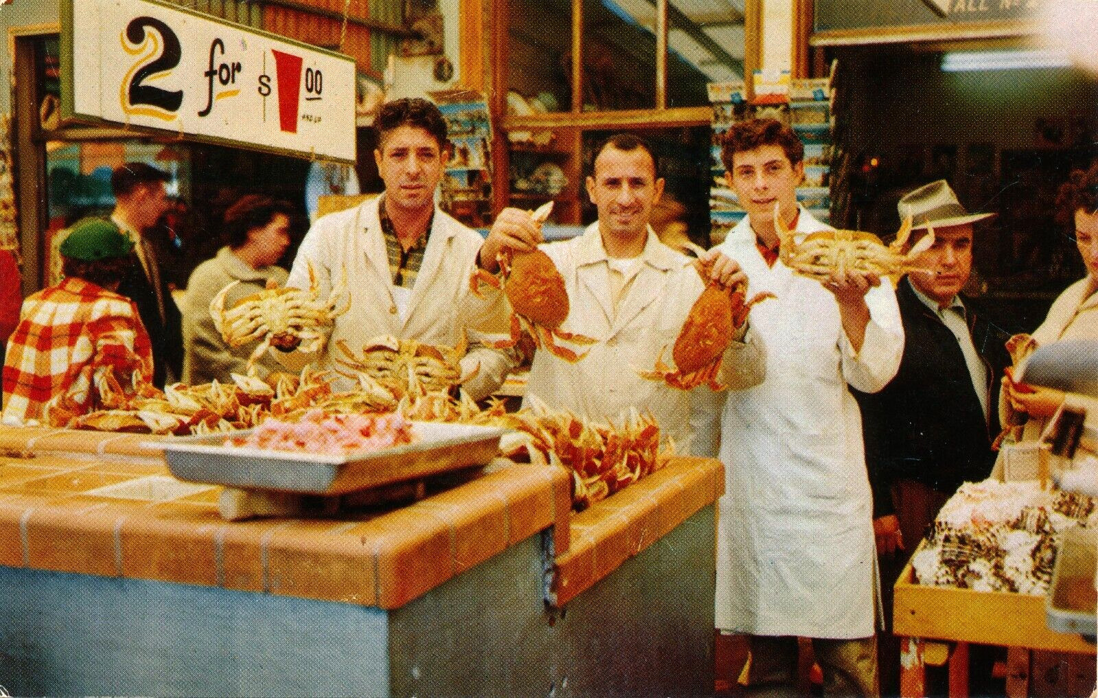 Fisherman\'s Wharf Crabs in San Francisco, California vintage unposted