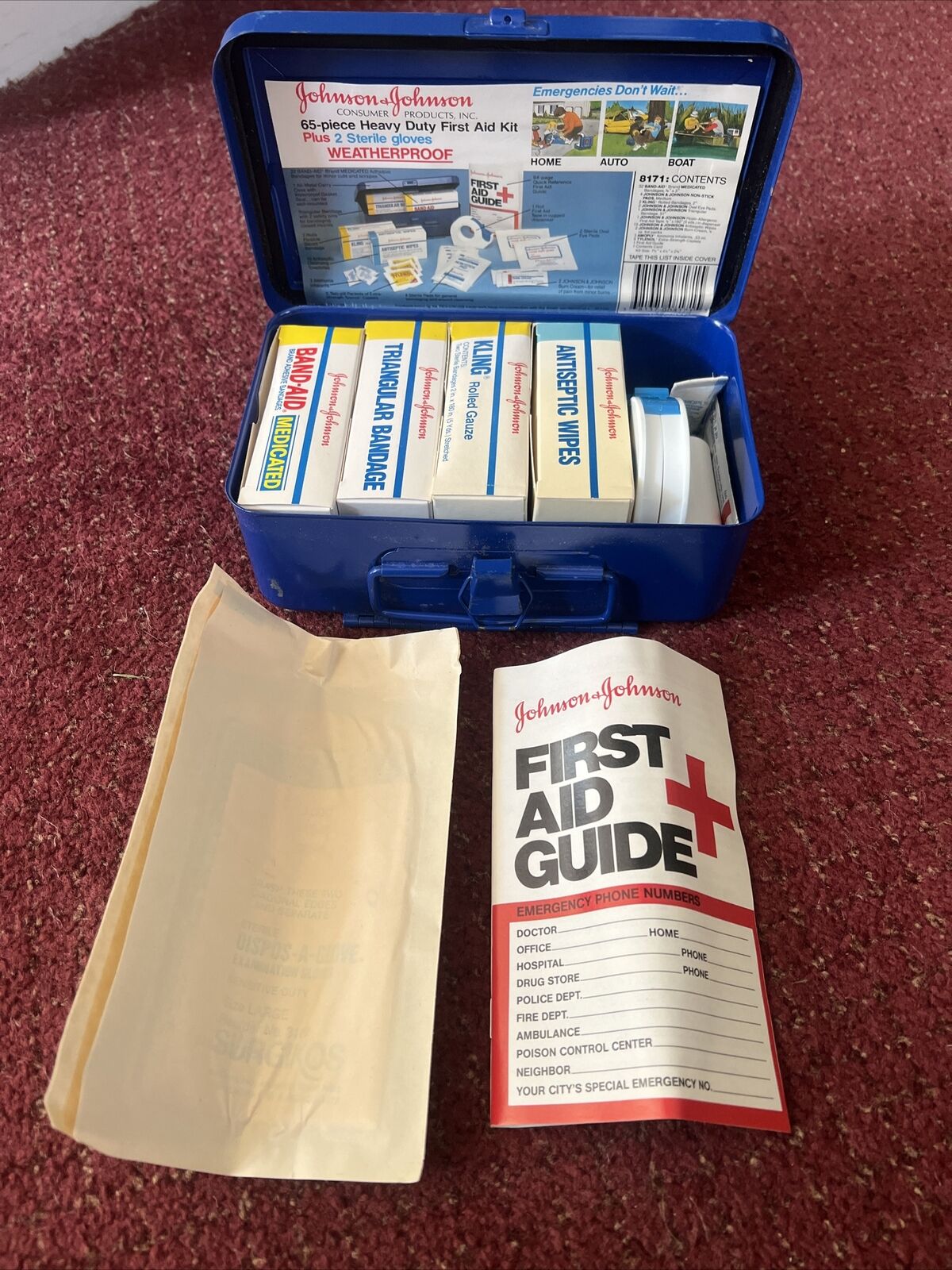Vintage Johnson & Johnson First Aid Kit Wall Mount Metal Box 8171 🇺🇸❤️