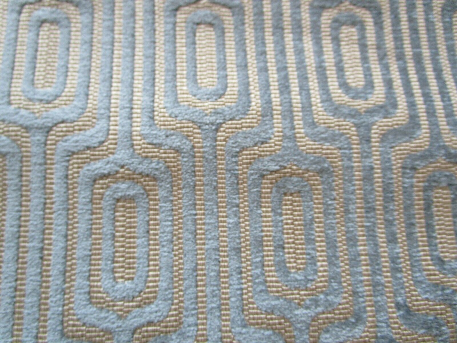 Zimmer & Rohde Blue Brown Geometric MEMORY Velvet Fabric 2++ yds