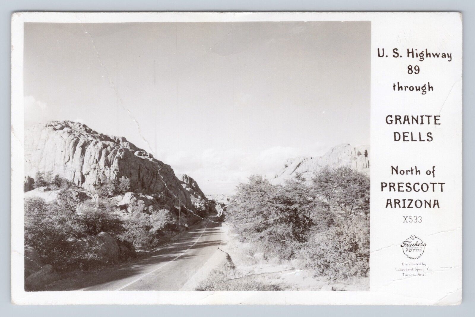 Postcard RPPC US Highway 89 Granite Dells Prescott Arizona