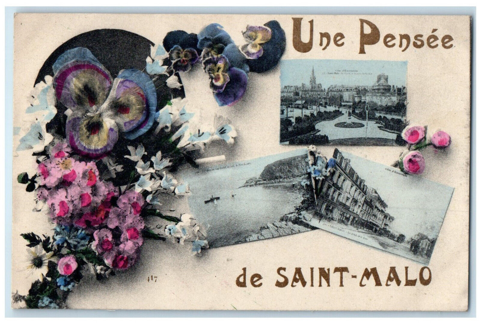 c1910 A Thought of Saint-Malo Ille-et-Vilaine France Antique Postcard