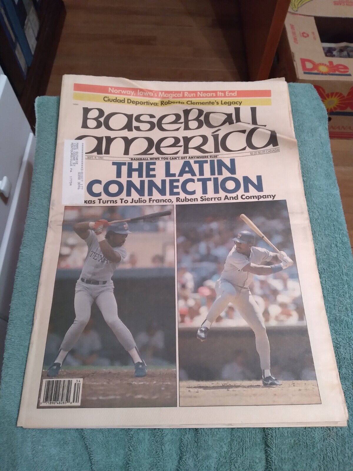 August 25, 1991 Baseball America Newspaper Rangers Julio Franco/Ruben Sierra