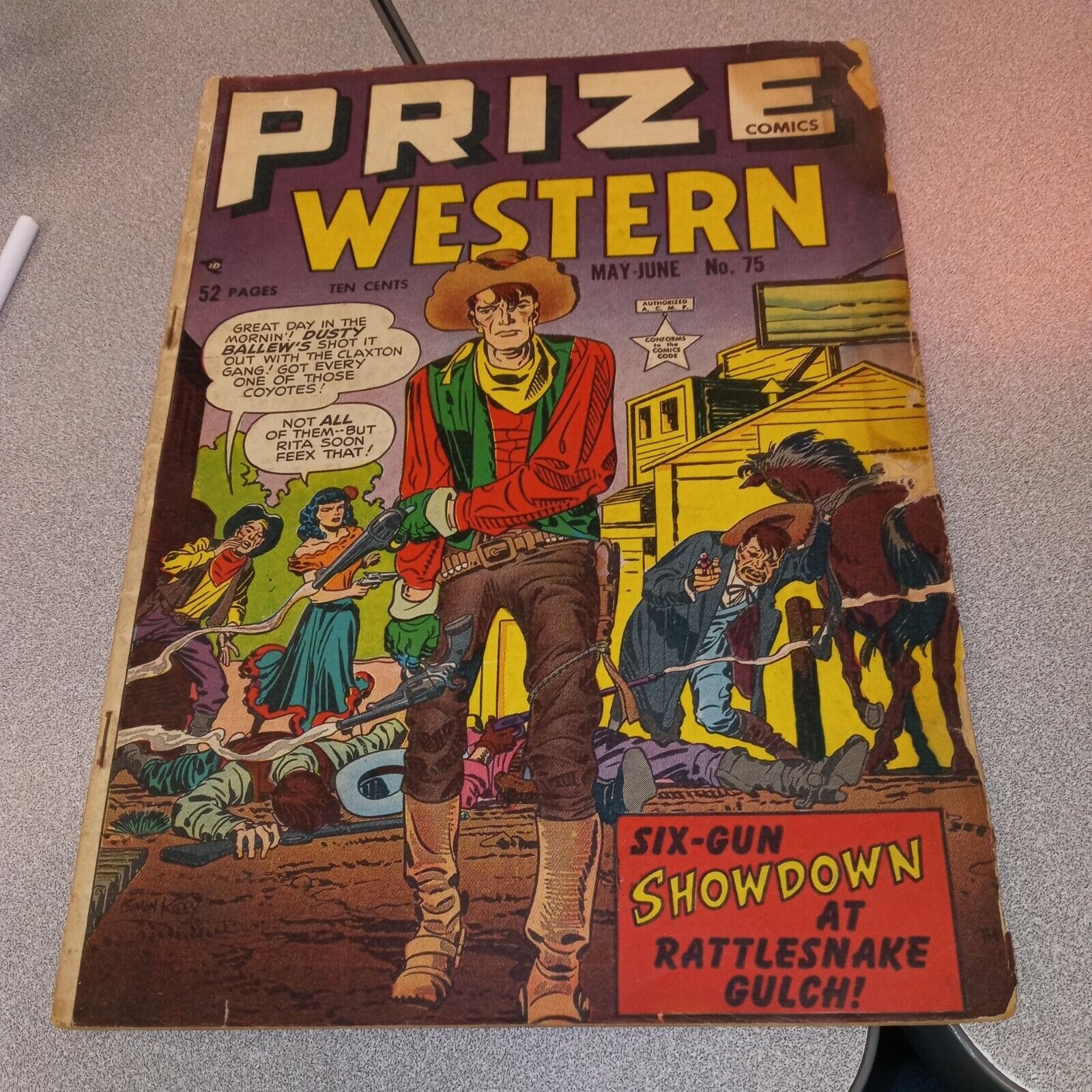 Prize Comics Western #75 golden age 1949 simon & kirby art precode classic cover