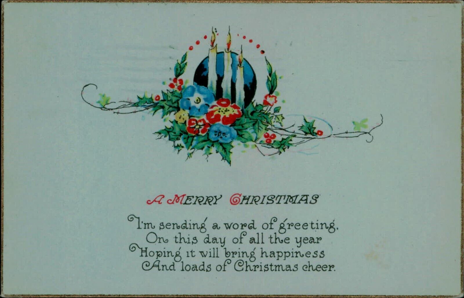 Postcard Holiday A Merry Christmas Divided Back Posted 1927