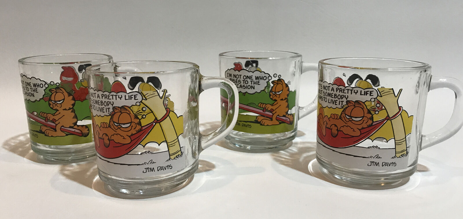 vintage 1978-80 mcdonalds garfield glass mugs