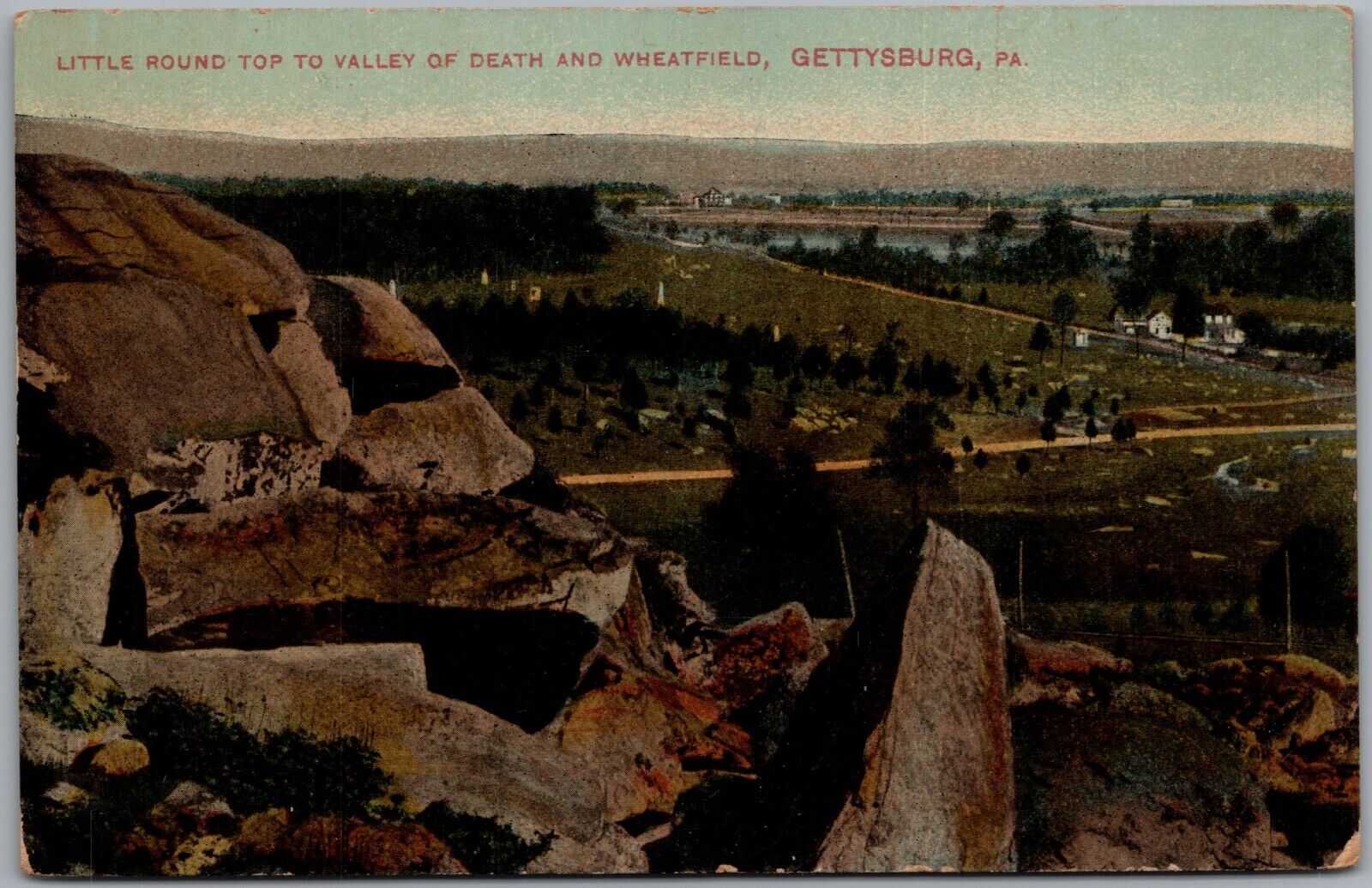 Little Round Top To Valley Of Death Gettysburg Pennsylvania Postcard D856