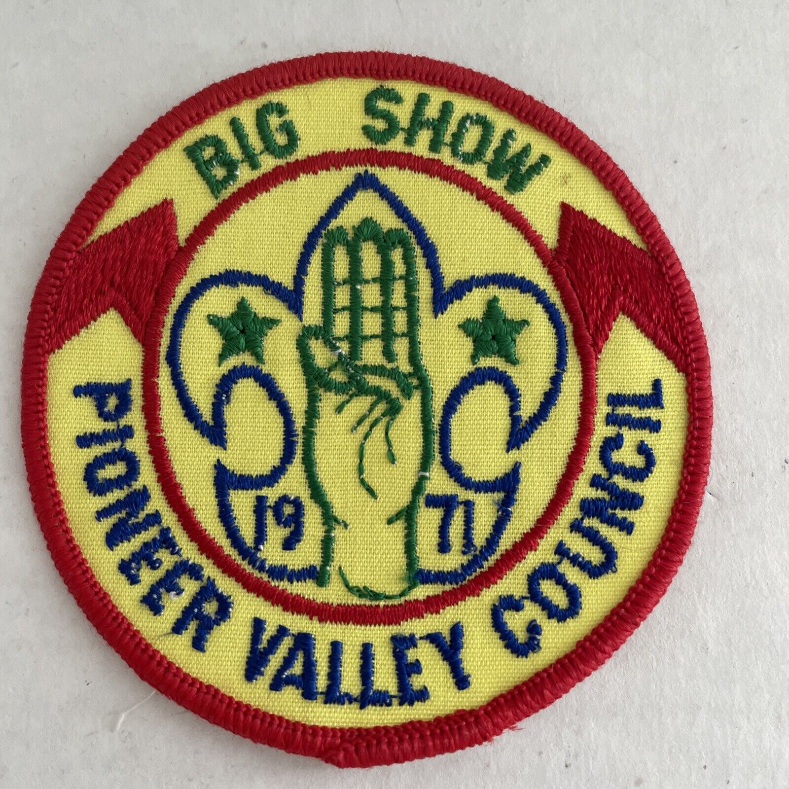 Boy Scout Patch BSA Pioneer Valley Council Massachusetts Big Show 1971 VTG NEW