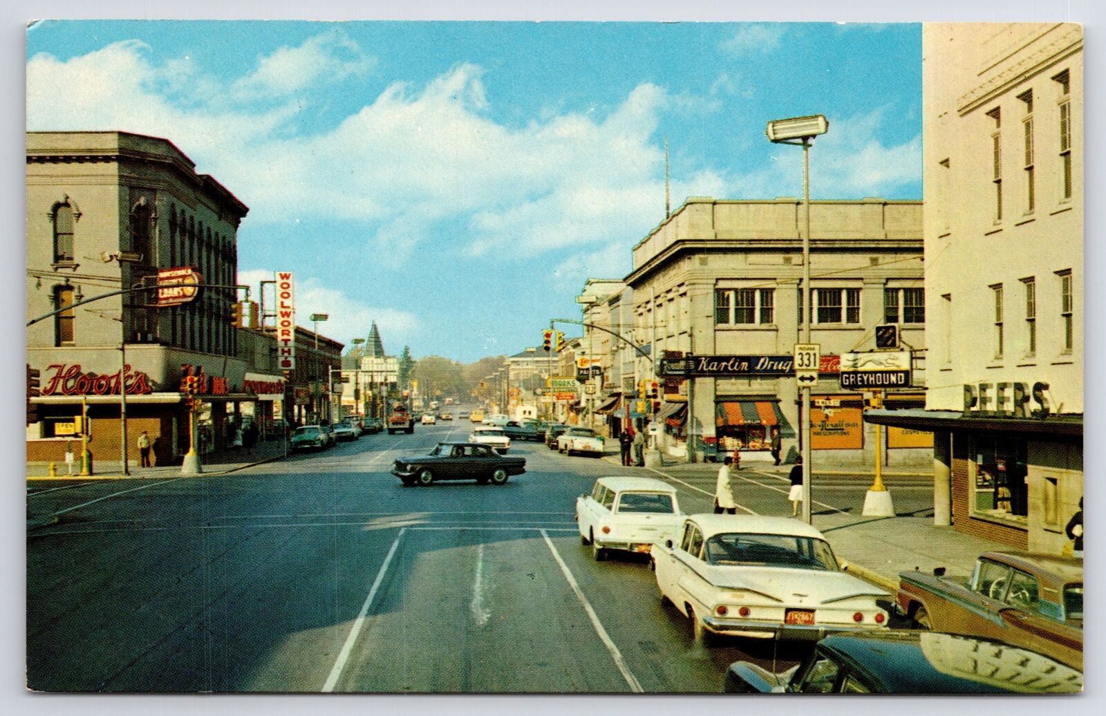Mishawaka Indiana~Lincoln Highway~Main Street~Woolworth~Greyhound Depot~1950s