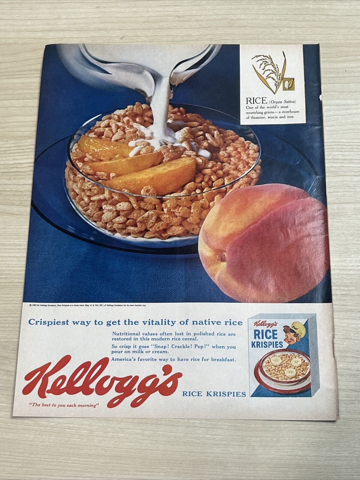 Kellogg\'s Rice Krispies Cereal 1962 Vintage Print Ad Life Magazine