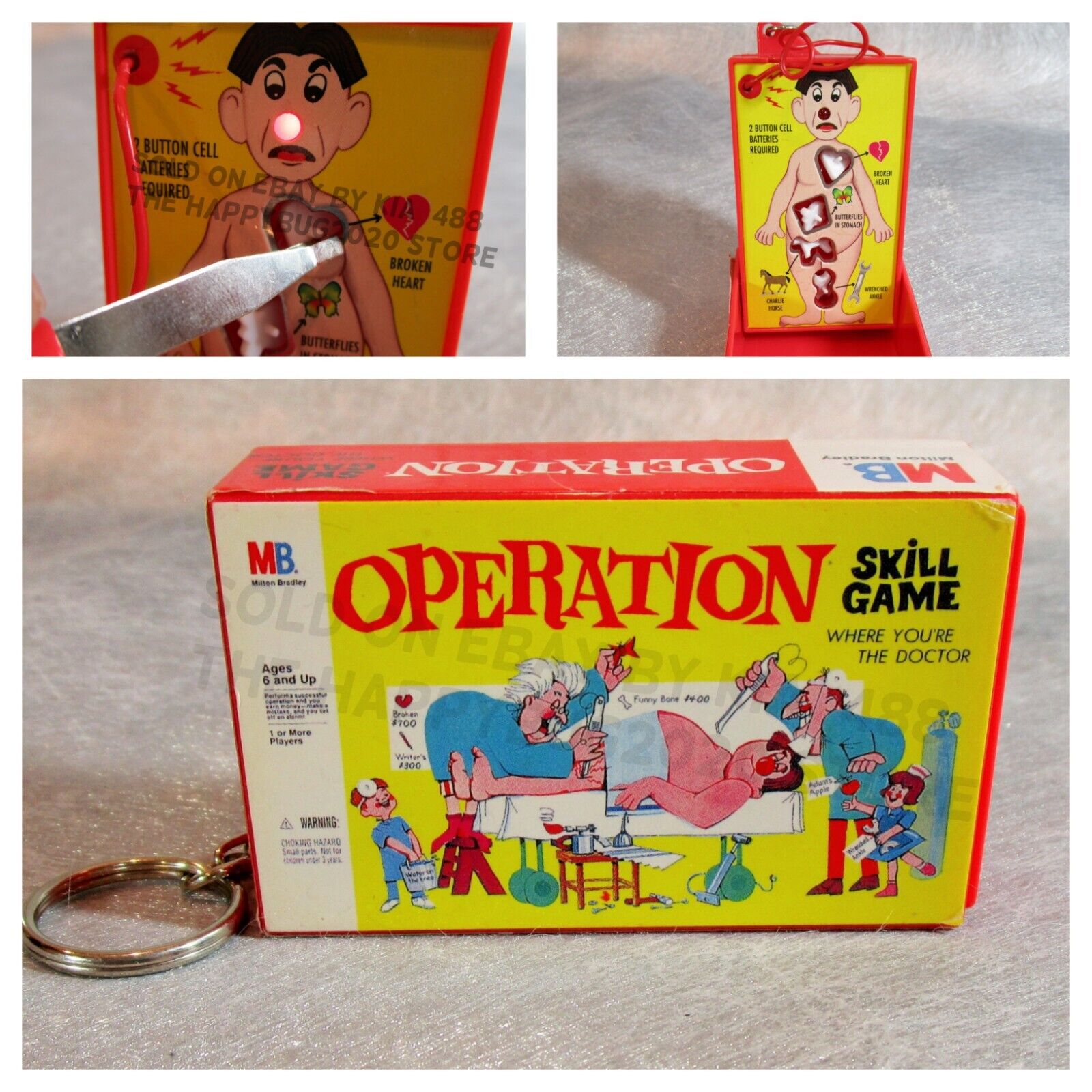 Vintage Hasbro 1998 Electronic Operation Skill Game Keychain Miniature Works