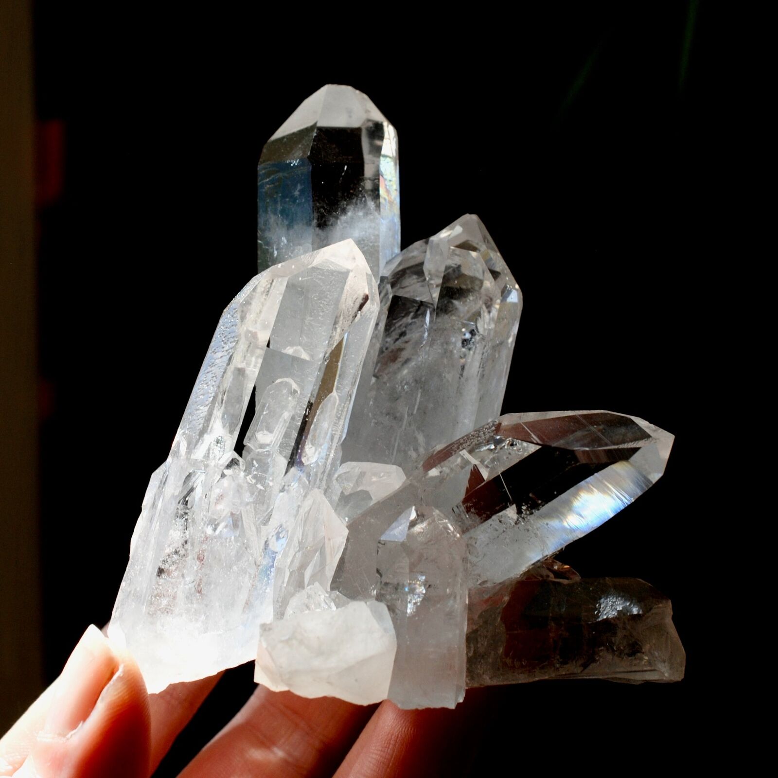 4in 232g Cosmic Tantric Twin Channeler Lemurian Silver Quartz Crystal Starbrary