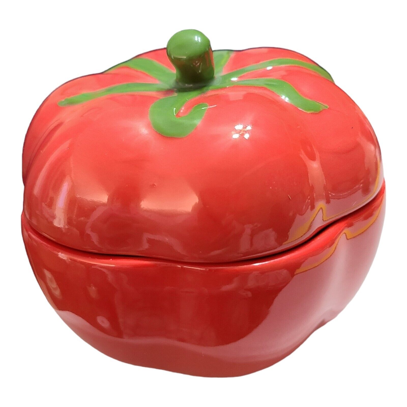 Ceramic Red Tomato Trinket Box Jar Kitchen Decor Vegetable Fruit 