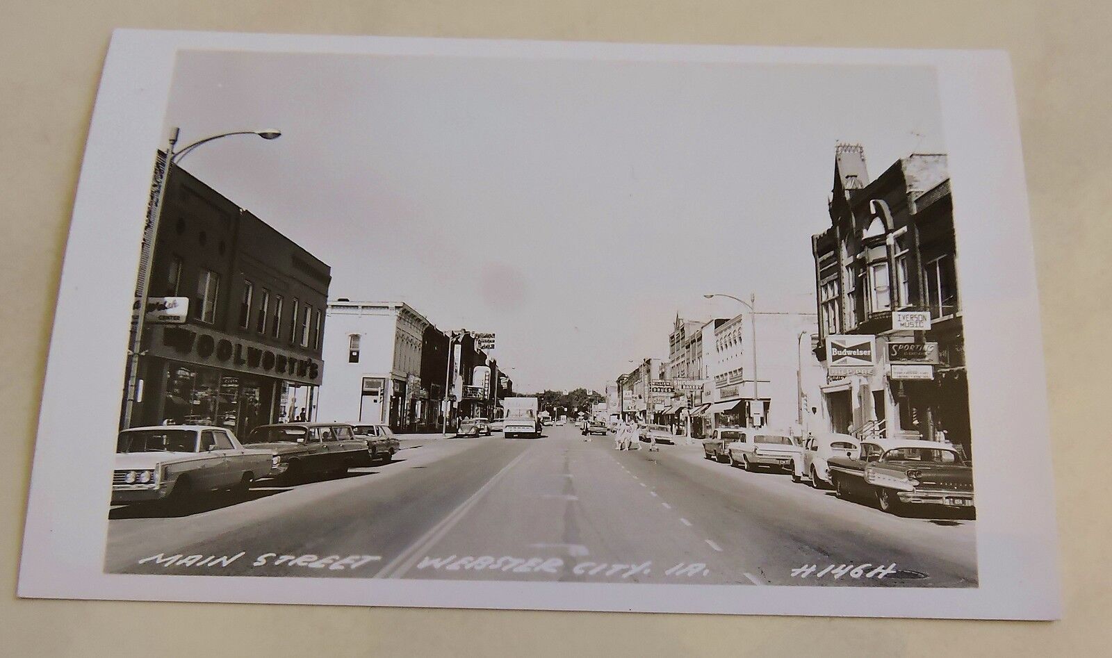 vintage WEBSTER City IOWA RPPC Main Street 1950s names on businesses