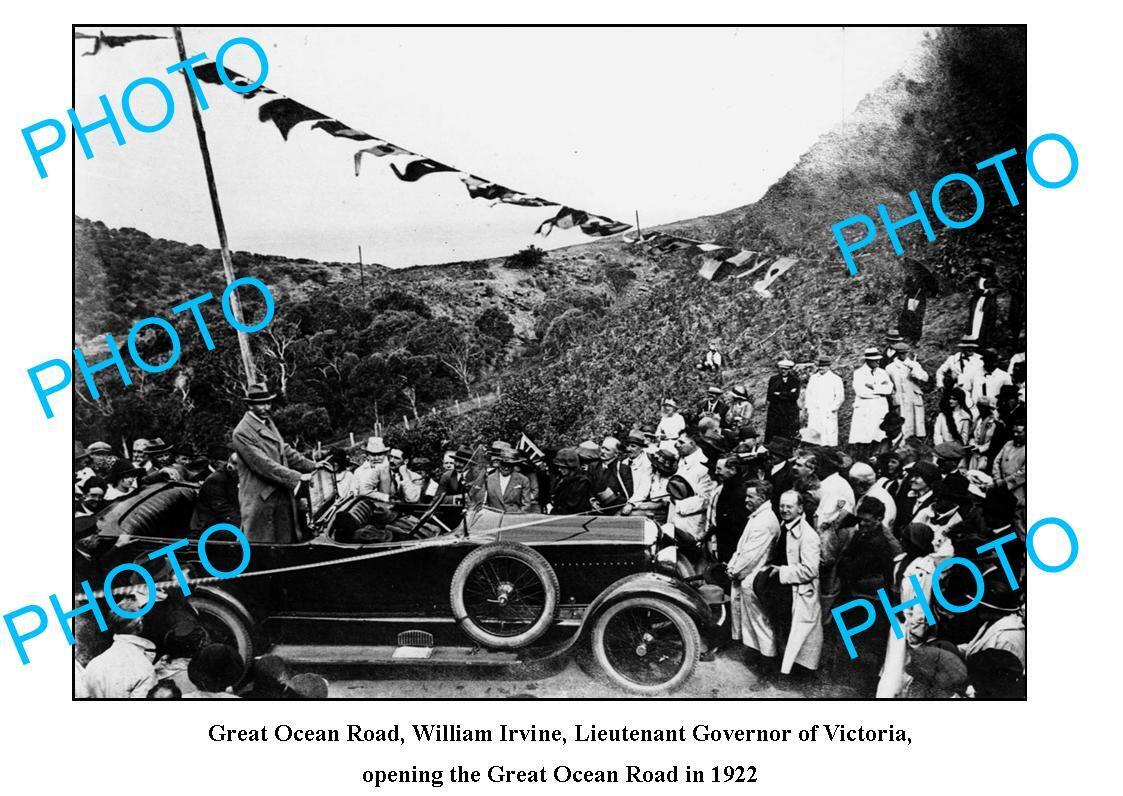 OLD LARGE PHOTO OPENING OF THE GREAT OCEAN ROAD c1922 VICTORIA GOVERNOR IRVINE
