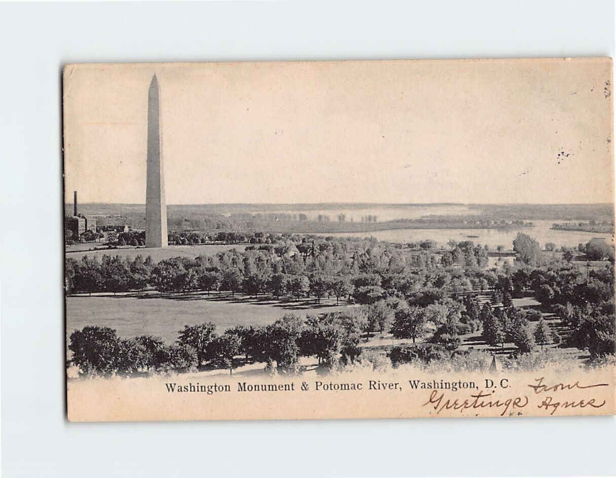 Postcard Washington Monument & Potomac River, Washington, District of Columbia