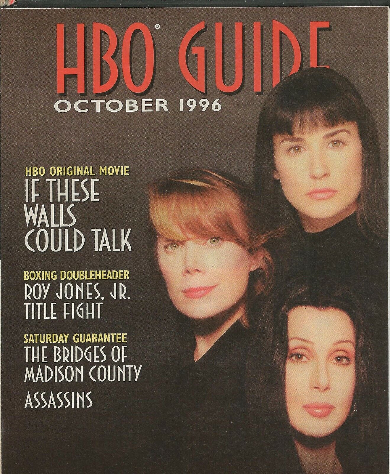 ORIGINAL Vintage Nov 1996 HBO Guide Magazine If These Walls Could Talk